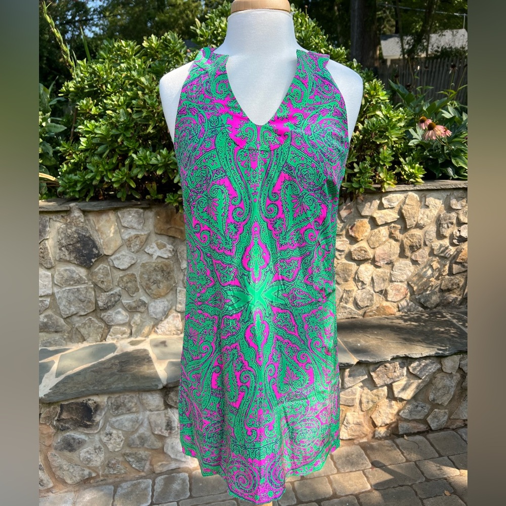 Alice & Trixie silk mini dress in pink/green paisley